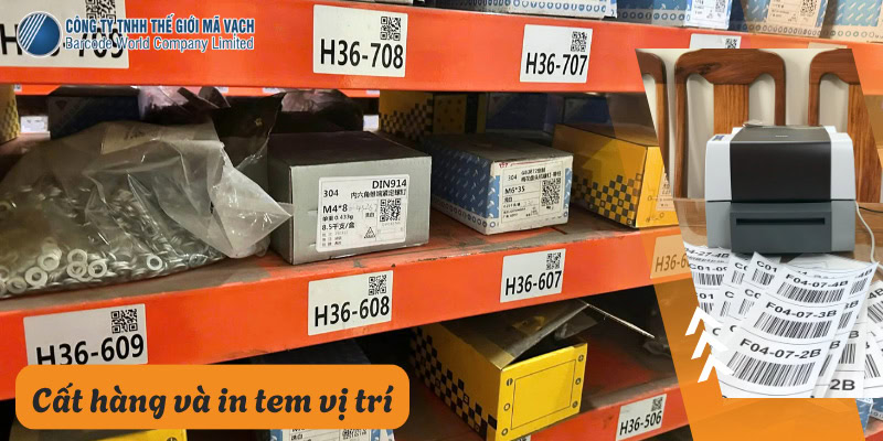 Cất hàng và in tem vị trí cho hàng hoá để lưu kho