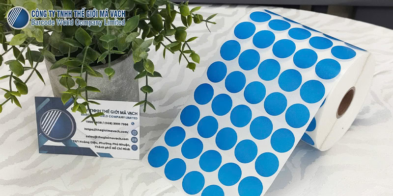 Decal giấy tem tròn phi 20mmx5 màu xanh dương tương thích máy in truyền nhiệt Decal giấy tem tròn phi 20mmx5 màu xanh dương tương thích máy in truyền nhiệt