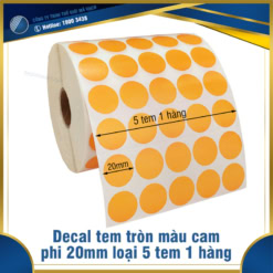 Tem tròn màu cam phi 20mmx5