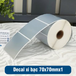 Decal xi bạc 70x70mm loại 1 tem 1 hàng