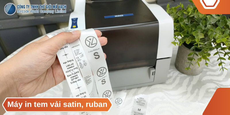 Máy in tem vải satin, ruban cho ngành may mặc
