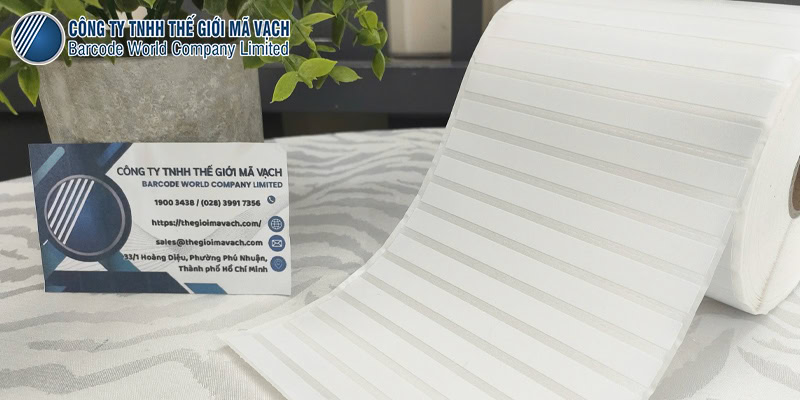 Decal giấy 35x8mm loại 3 tem 1 hàng nhân 3 lần hiệu suất in Decal giấy 35x8mm loại 3 tem 1 hàng nhân 3 lần hiệu suất in