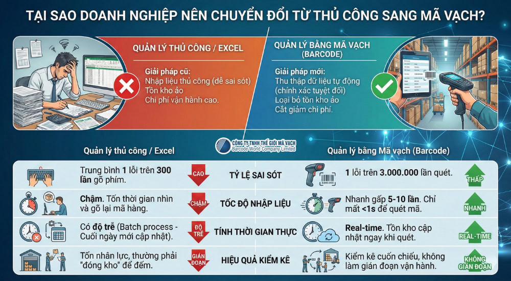 Chuyển đổi sang quản lý kho bằng mã vạch là cần thiết Chuyển đổi sang quản lý kho bằng mã vạch là cần thiết