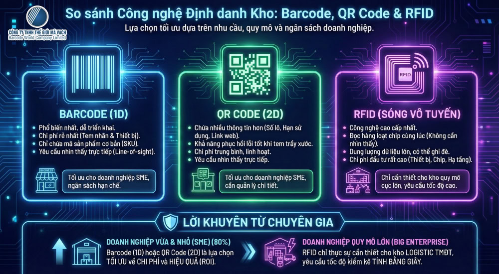 So sánh 3 công nghệ trong giải pháp quản lý kho So sánh 3 công nghệ trong giải pháp quản lý kho