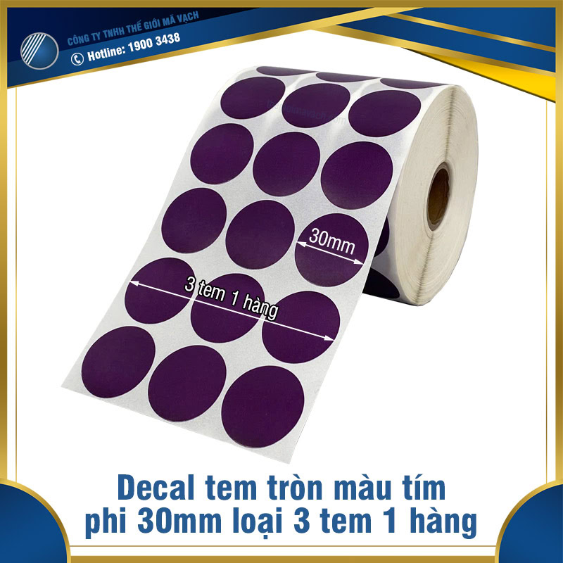 Tem tròn màu tím phi 30mmx3