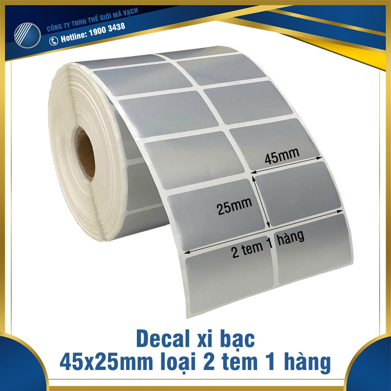 Tem Decal xi bạc 45x25mmx2