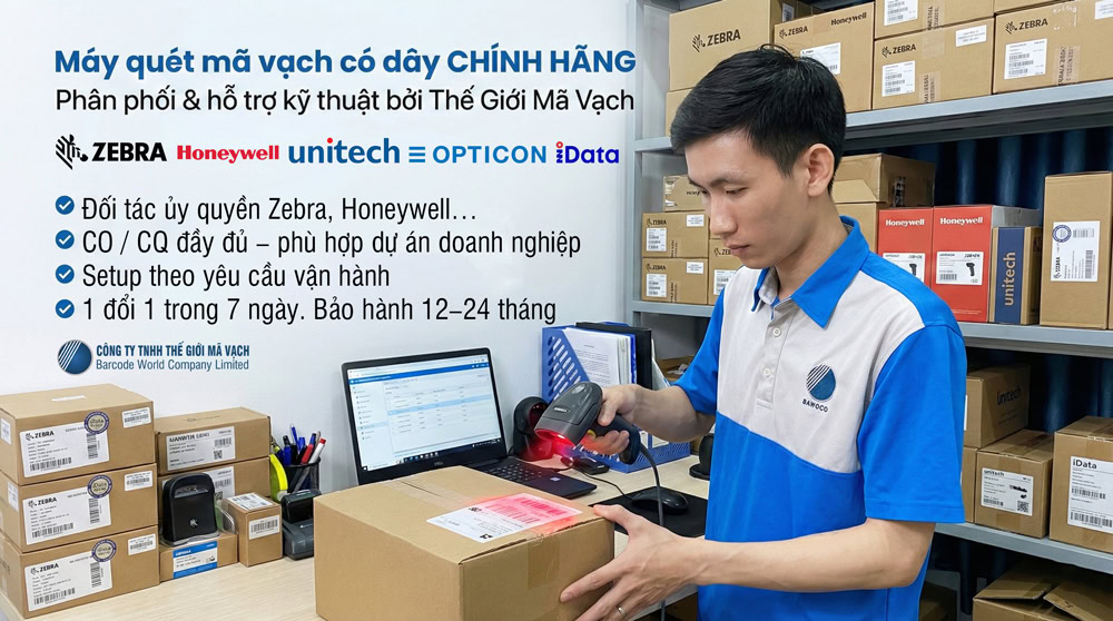 Thế Giới Mã Vạch phân phối máy quét có dây chính hãng Thế Giới Mã Vạch phân phối máy quét có dây chính hãng