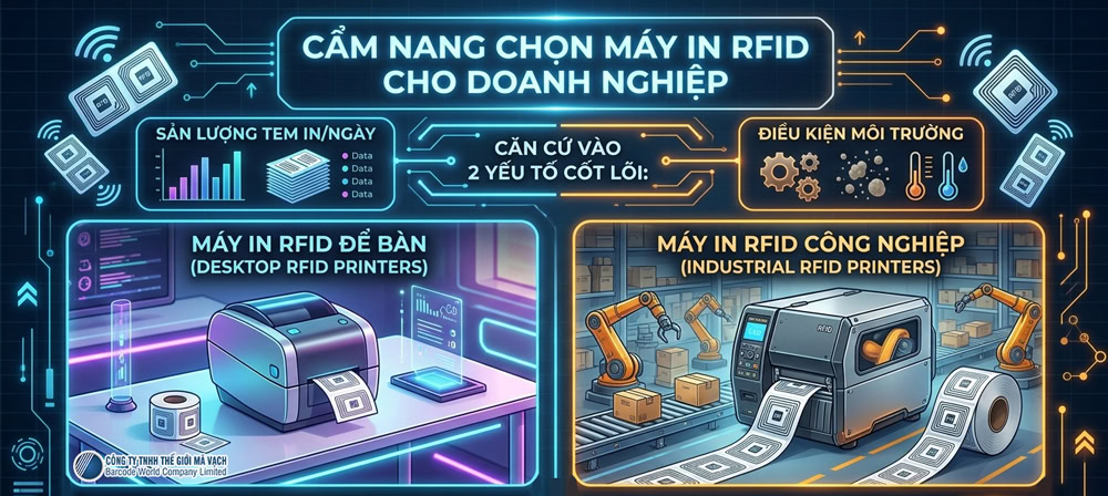 Cách chọn máy in RFID theo quy mô: phân biệt dòng để bàn và công nghiệp Cách chọn máy in RFID theo quy mô: phân biệt dòng để bàn và công nghiệp