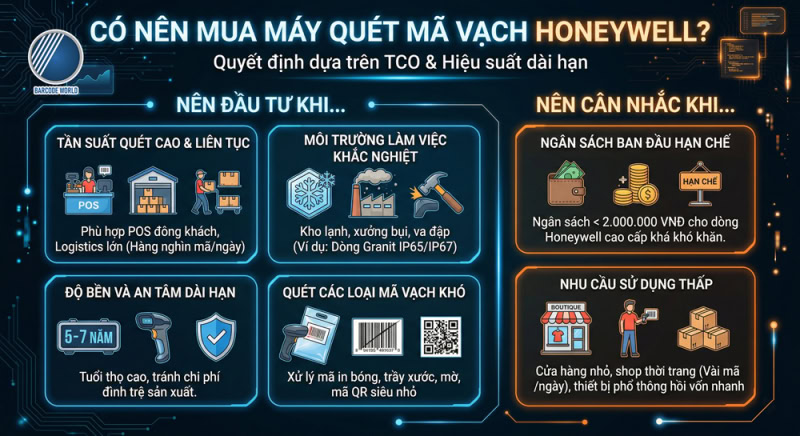 Tư vấn có nên mua máy quét mã vạch Honeywell hay không Tư vấn có nên mua máy quét mã vạch Honeywell hay không