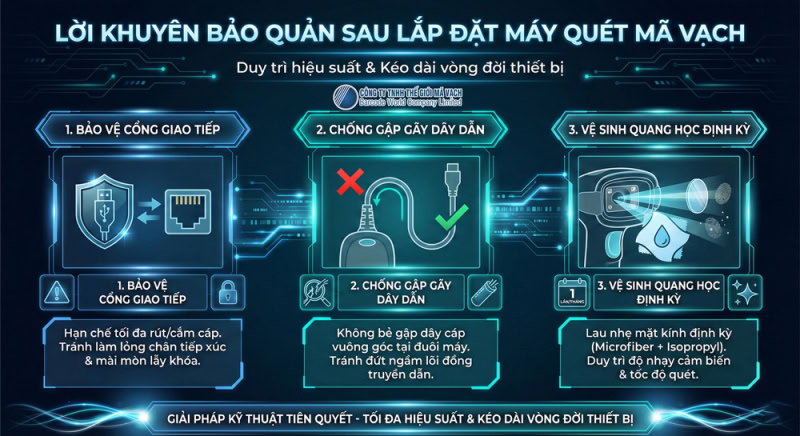 Lời khuyên bảo quản máy quét mã vạch sau lắp đặt Lời khuyên bảo quản máy quét mã vạch sau lắp đặt