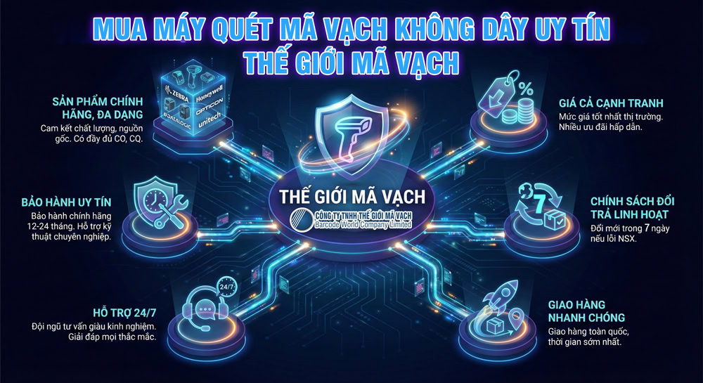 Mua máy quét mã vạch không dây uy tín tại Thế Giới Mã Vạch