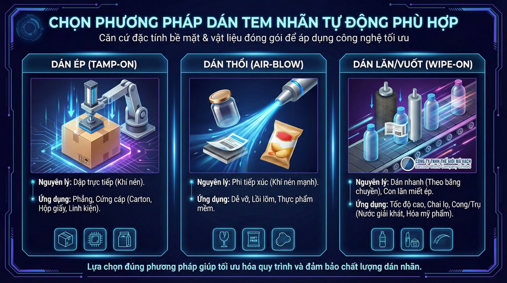 3 phương pháp dán tem nhãn tự động 3 phương pháp dán tem nhãn tự động