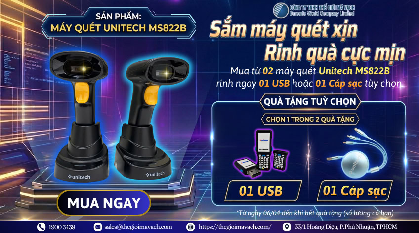Sắm máy quét xịn - Rinh quà cực mịn cùng Unitech MS822B