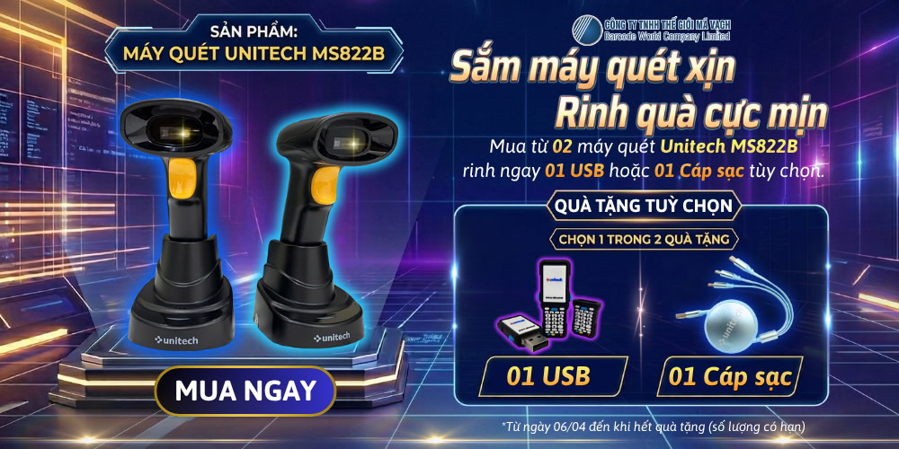 Tặng 1 USB hoặc 1 cáp sạc khi mua Unitech MS822B Tặng 1 USB hoặc 1 cáp sạc khi mua Unitech MS822B