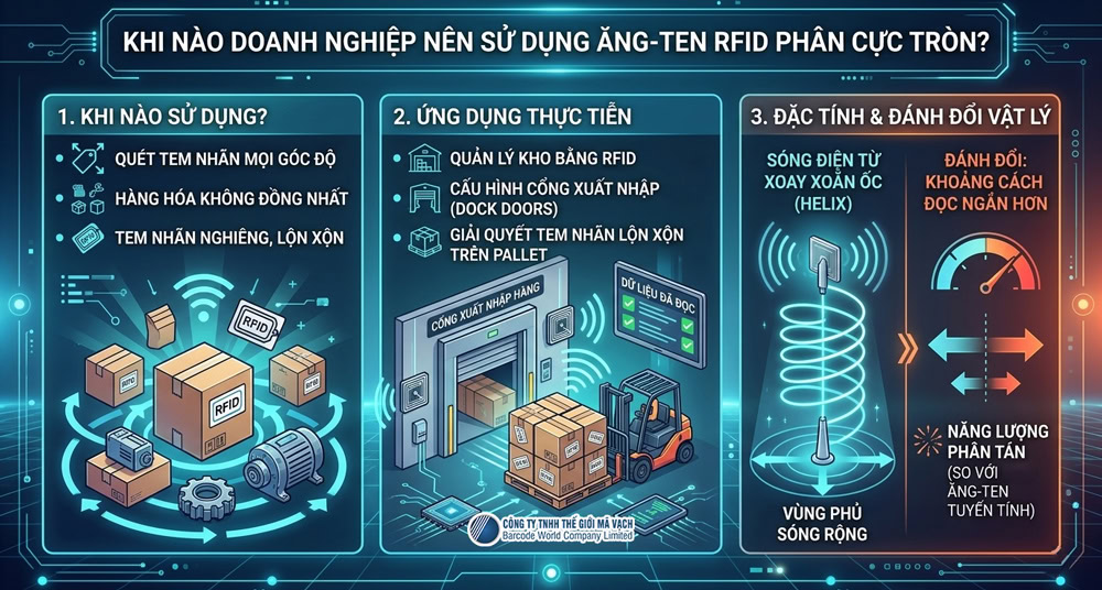 Ăng-ten RFID phân cực tròn trong quản lý kho và đọc tem nhãn đa góc độ Ăng-ten RFID phân cực tròn trong quản lý kho và đọc tem nhãn đa góc độ