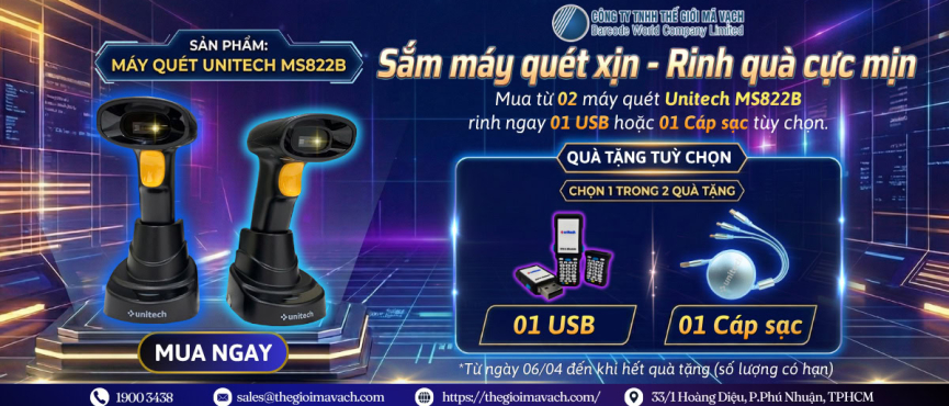 Sắm máy quét xịn - Rinh quà cực mịn cùng Unitech MS822B