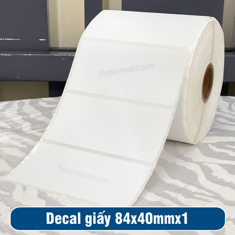 Cuộn decal giấy 84x40mm loại 1 tem 1 hàng