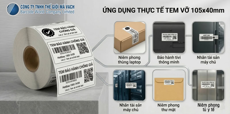 Decal vỡ 105x40mm ứng dụng đa dạng Decal vỡ 105x40mm ứng dụng đa dạng