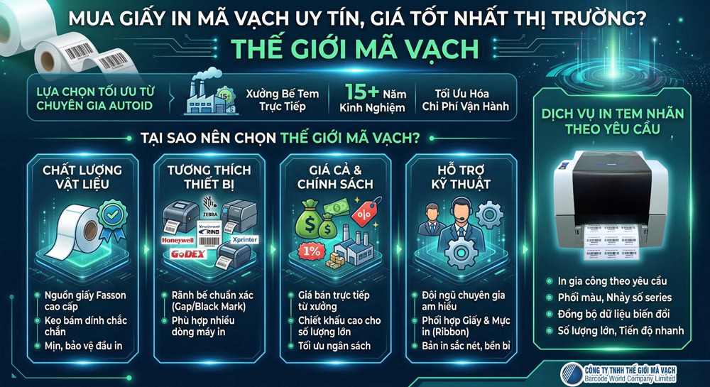 Thế Giới Mã Vạch - Địa chỉ mua giấy in mã vạch uy tín, giá tốt Thế Giới Mã Vạch - Địa chỉ mua giấy in mã vạch uy tín, giá tốt