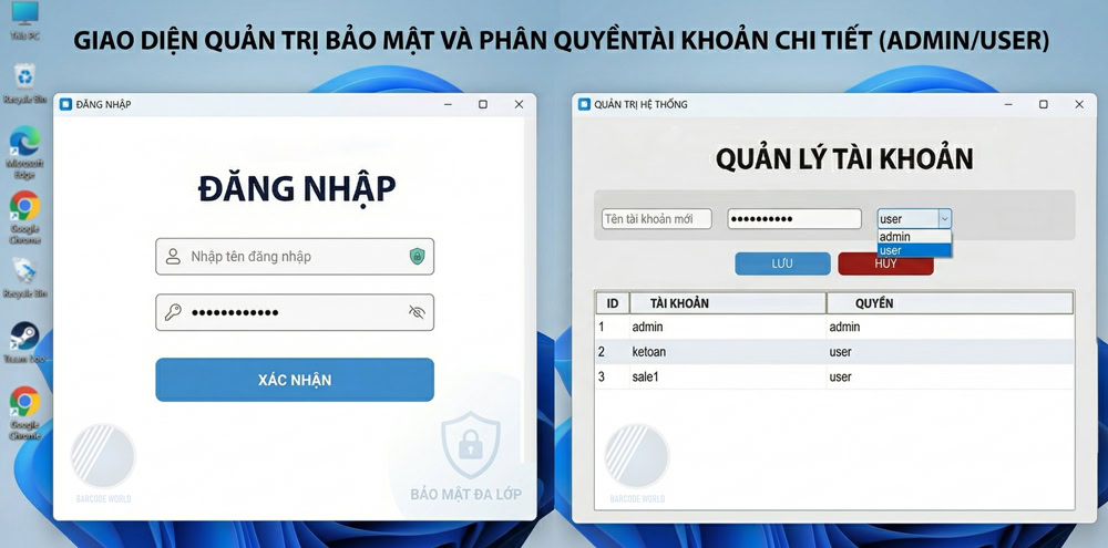 Giao diện đăng nhập bảo mật và phân quyền tài khoản Admin User Giao diện đăng nhập bảo mật và phân quyền tài khoản Admin User