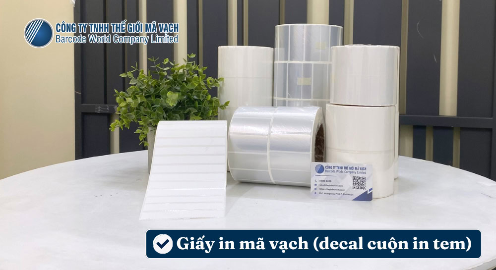 Giấy in mã vạch (decal cuộn in tem) Giấy in mã vạch (decal cuộn in tem)