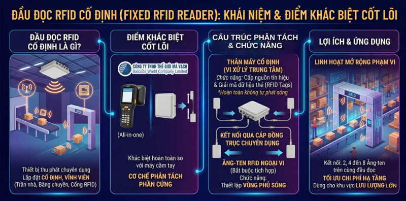 Khái niệm và cấu tạo đặc thù của đầu đọc RFID cố định Khái niệm và cấu tạo đặc thù của đầu đọc RFID cố định