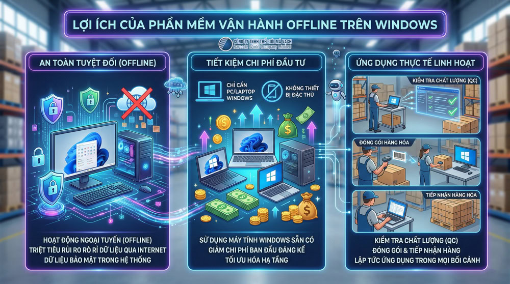Phần mềm mã vạch Offline chạy trên Windows PC và Laptop mô hình triển khai tại trạm làm việc doanh nghiệp Phần mềm mã vạch Offline chạy trên Windows PC và Laptop mô hình triển khai tại trạm làm việc doanh nghiệp