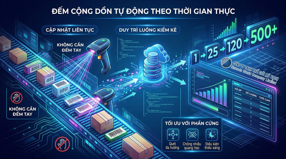 Thuật toán đếm cộng dồn tự động giúp kiểm kê mã vạch chính xác và liên tục Thuật toán đếm cộng dồn tự động giúp kiểm kê mã vạch chính xác và liên tục