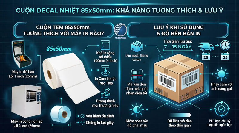 Khả năng tương thích và những lưu ý khi dung decal nhiệt 85x50mm Khả năng tương thích và những lưu ý khi dung decal nhiệt 85x50mm