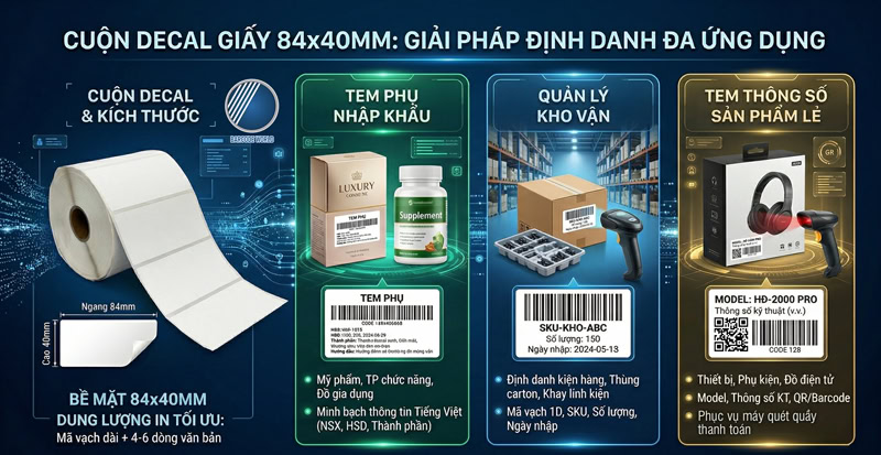 Ứng dụng của cuộn decal giấy 84x40mm Ứng dụng của cuộn decal giấy 84x40mm