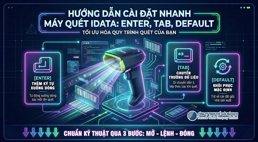 Cách cài đặt Enter, Tab, Default máy quét iData