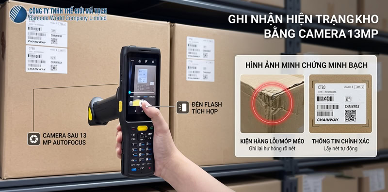 Máy kiểm kho PDA Chainway C63 camera sau 13MP lấy nét tự động Máy kiểm kho PDA Chainway C63 camera sau 13MP lấy nét tự động