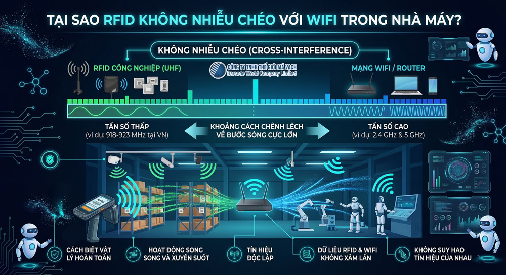 Tần số sóng RFID UHF độc lập không gây nhiễu chéo với mạng WiFi Tần số sóng RFID UHF độc lập không gây nhiễu chéo với mạng WiFi