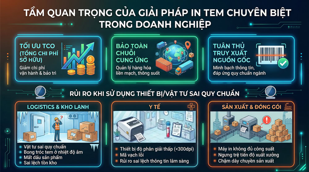 Giải pháp in tem chuyên biệt giúp doanh nghiệp tránh rủi ro vận hành và lỗi mã vạch Giải pháp in tem chuyên biệt giúp doanh nghiệp tránh rủi ro vận hành và lỗi mã vạch