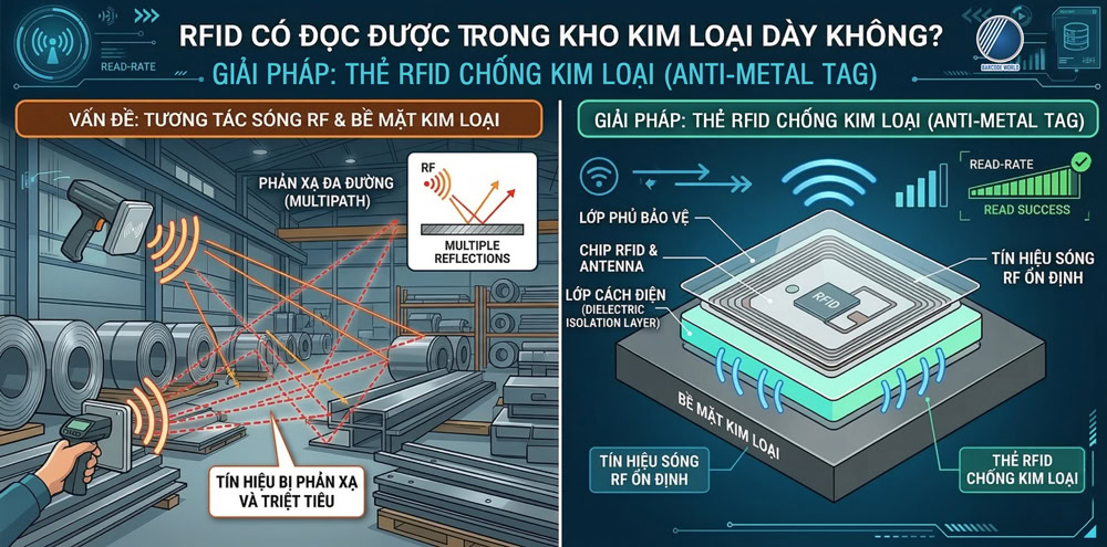 Ứng dụng thẻ RFID chống kim loại trong nhà xưởng sắt thép Ứng dụng thẻ RFID chống kim loại trong nhà xưởng sắt thép