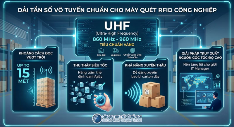 Dải tần số UHF chuẩn cho đầu đọc RFID công nghiệp Dải tần số UHF chuẩn cho đầu đọc RFID công nghiệp