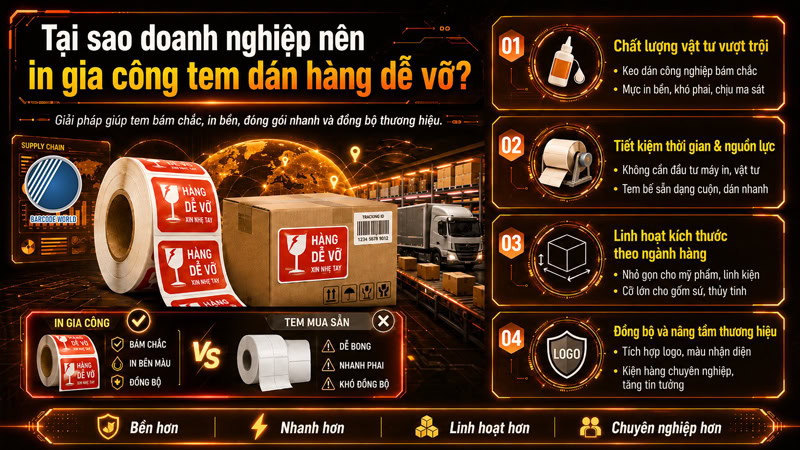 Doanh nghiệp nên in gia công tem dán hàng dễ vỡ Doanh nghiệp nên in gia công tem dán hàng dễ vỡ