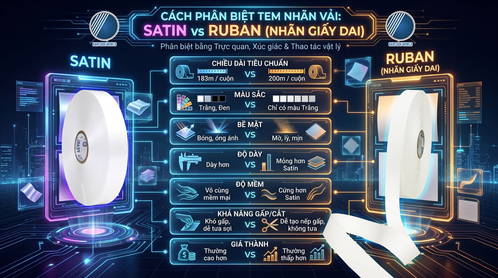 So sánh tem nhãn vải Satin và Ruban So sánh tem nhãn vải Satin và Ruban