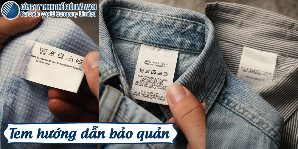 Tem hướng dẫn giặt ủi trên nhãn vải Ruban Tem hướng dẫn giặt ủi trên nhãn vải Ruban