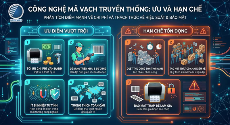 Ưu và nhược điểm của công nghệ mã vạch truyền thống Ưu và nhược điểm của công nghệ mã vạch truyền thống