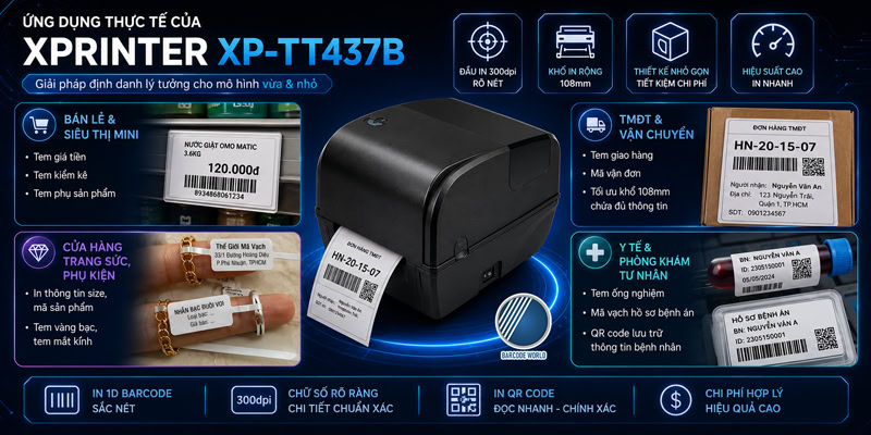 Ứng dụng đa dạng của máy inmã vạch Xprinter XP-TT437B Ứng dụng đa dạng của máy inmã vạch Xprinter XP-TT437B