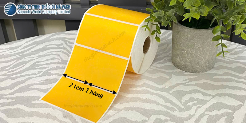 Cuộn decal giấy màu cam 50x50mm bế 2 tem 1 hàng Cuộn decal giấy màu cam 50x50mm bế 2 tem 1 hàng