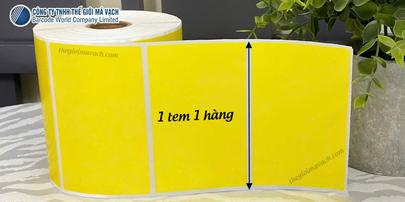 Cuộn decal giấy vàng 100x60mm bế 1 tem 1 hàng Cuộn decal giấy vàng 100x60mm bế 1 tem 1 hàng