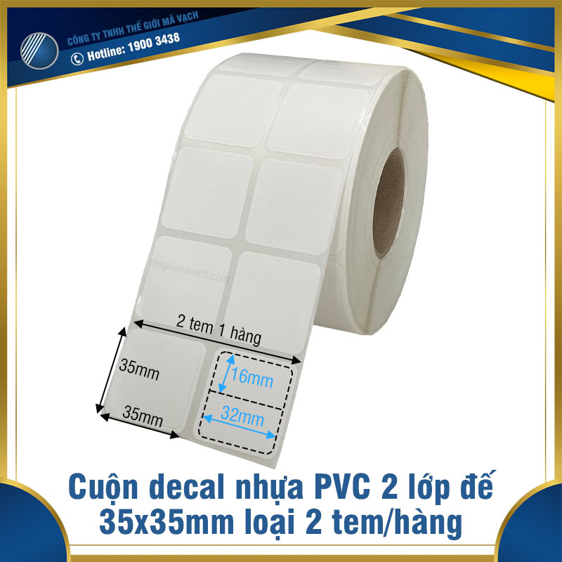 Cuộn decal nhựa PVC 2 lớp đế 35x35mmx2