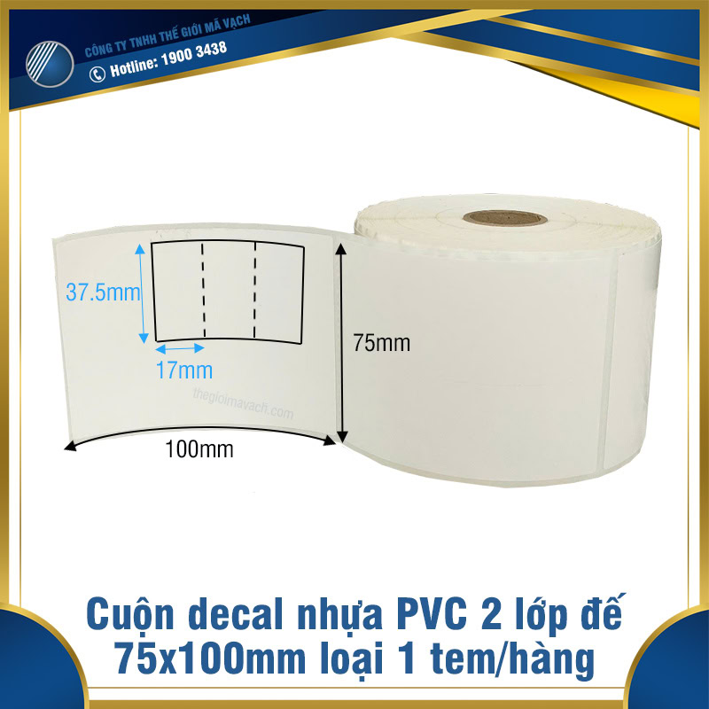 Cuộn decal nhựa PVC 2 lớp đế 75x100mmx1