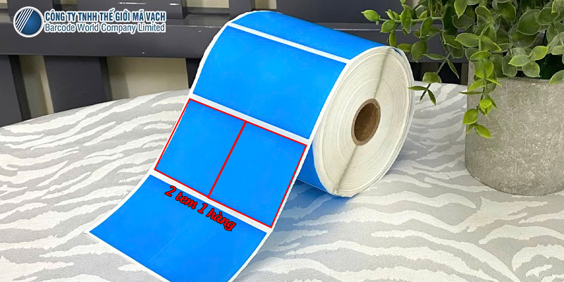 Decal giấy 50x50mm xanh dương bế 2 tem 1 hàng Decal giấy 50x50mm xanh dương bế 2 tem 1 hàng