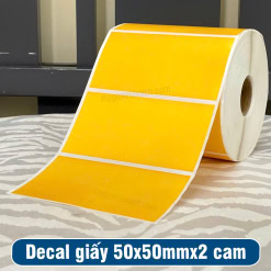 Decal giấy cam 50x50mm 2 tem 1 hàng
