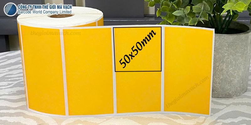 Decal giấy cam diện tích in 50x50mm Decal giấy cam diện tích in 50x50mm
