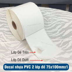 Decal nhựa PVC 2 lớp đế 75x100mm loại 1 tem/hàng