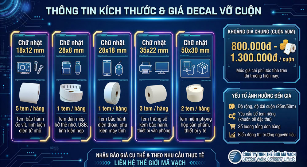 Kích thước phổ biến và mức giá decal vỡ cuộn Kích thước phổ biến và mức giá decal vỡ cuộn